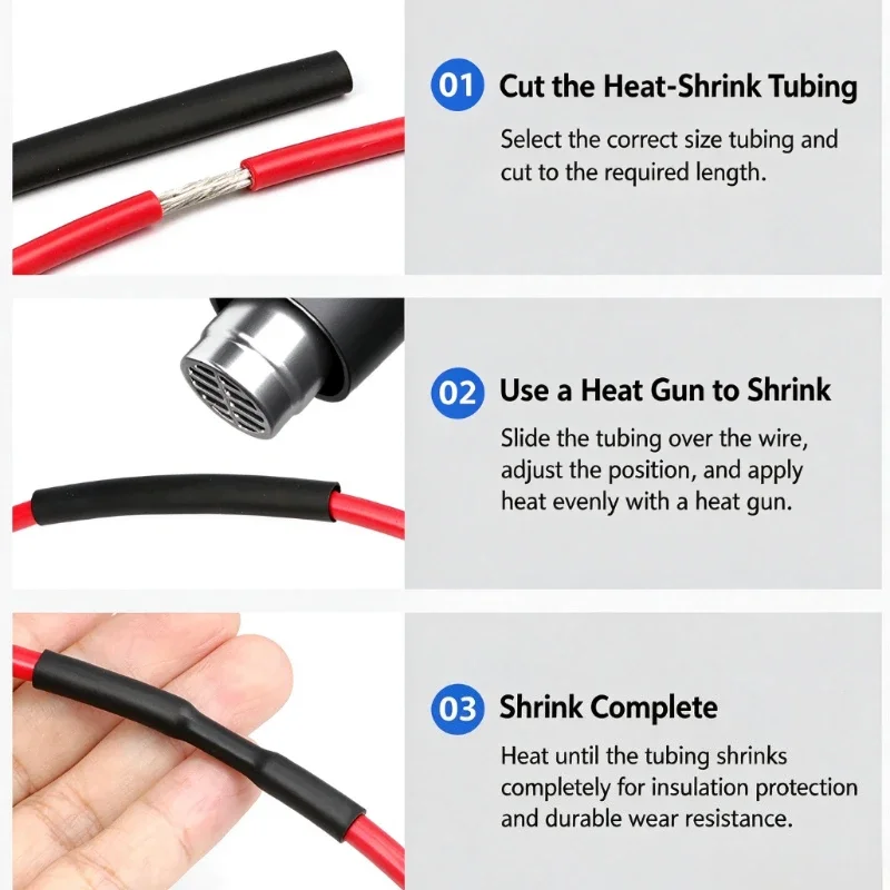 1.7:1 Silicone Heat Shrink Tube Flexible Cable Sleeve Insulated High Temperature Soft DIY Wire Wrap Protector 0.8~30mm 2500V 1M