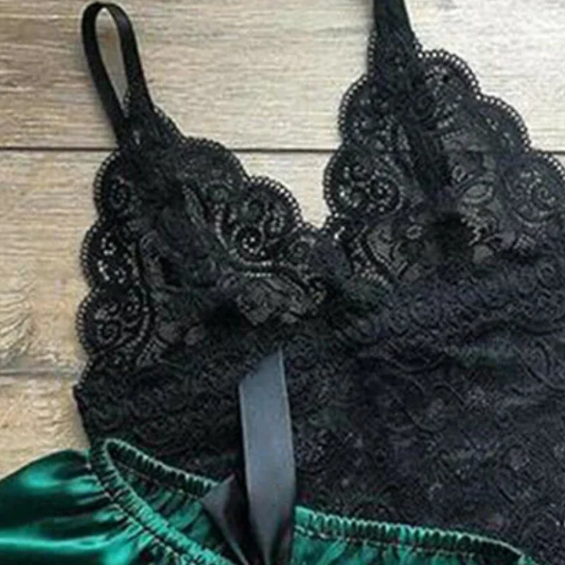 

2PCS Womens Lace Sleepwear Lingerie Tops Shorts Set Babydoll Pajamas Nightwear