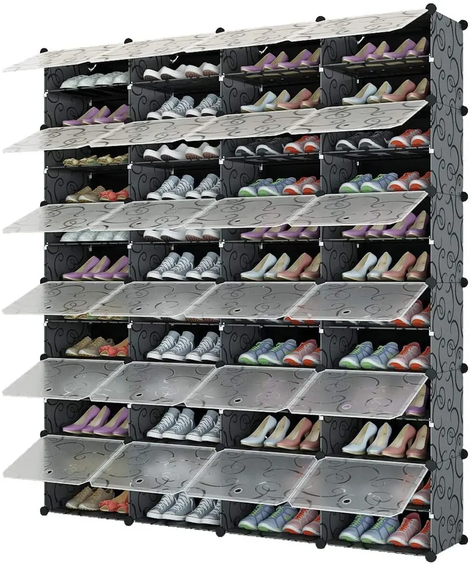 Shoe Rack Organizer 96 Pairs Expandable Stackable Narrow Storage Cabinet with Hook & Side Shelf for Entryway Closet, Customized