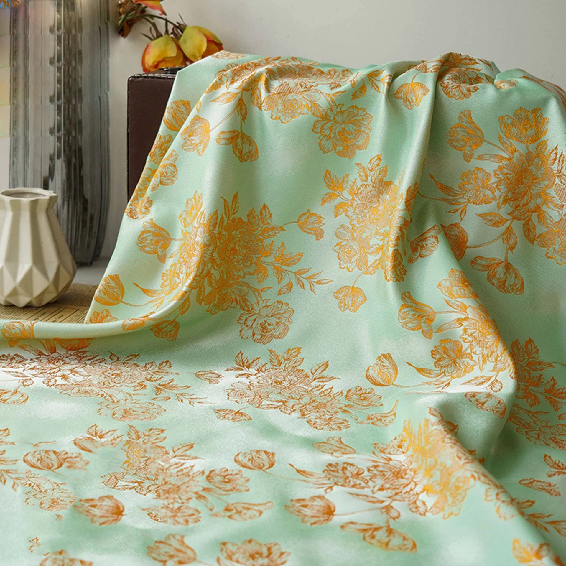 1 Meter Small Fresh Floating Flower Jacquard Fabric Fashion Women's Dress Skirt Luggage Bag Decorative Sewing Fabric