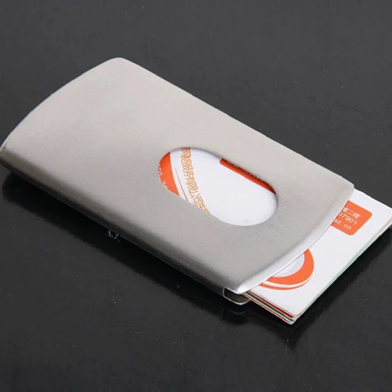 Business Card Holder Stainless Steel Cash Bank Card Case Hand Brushed Metal ID Name Card Case for Men Women Office Supplies