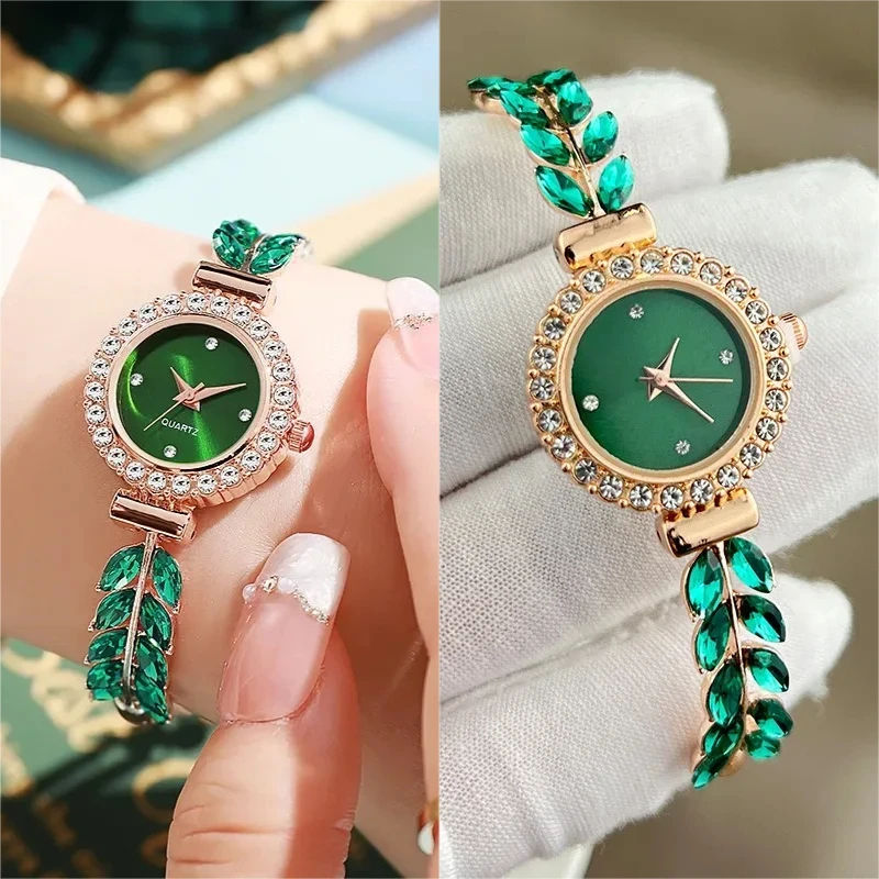 

Роскошные брендовые женские часы с бриллиантами, зеленые часы, женские кварцевые наручные часы со стразами, новые женские часы Relogio Feminino