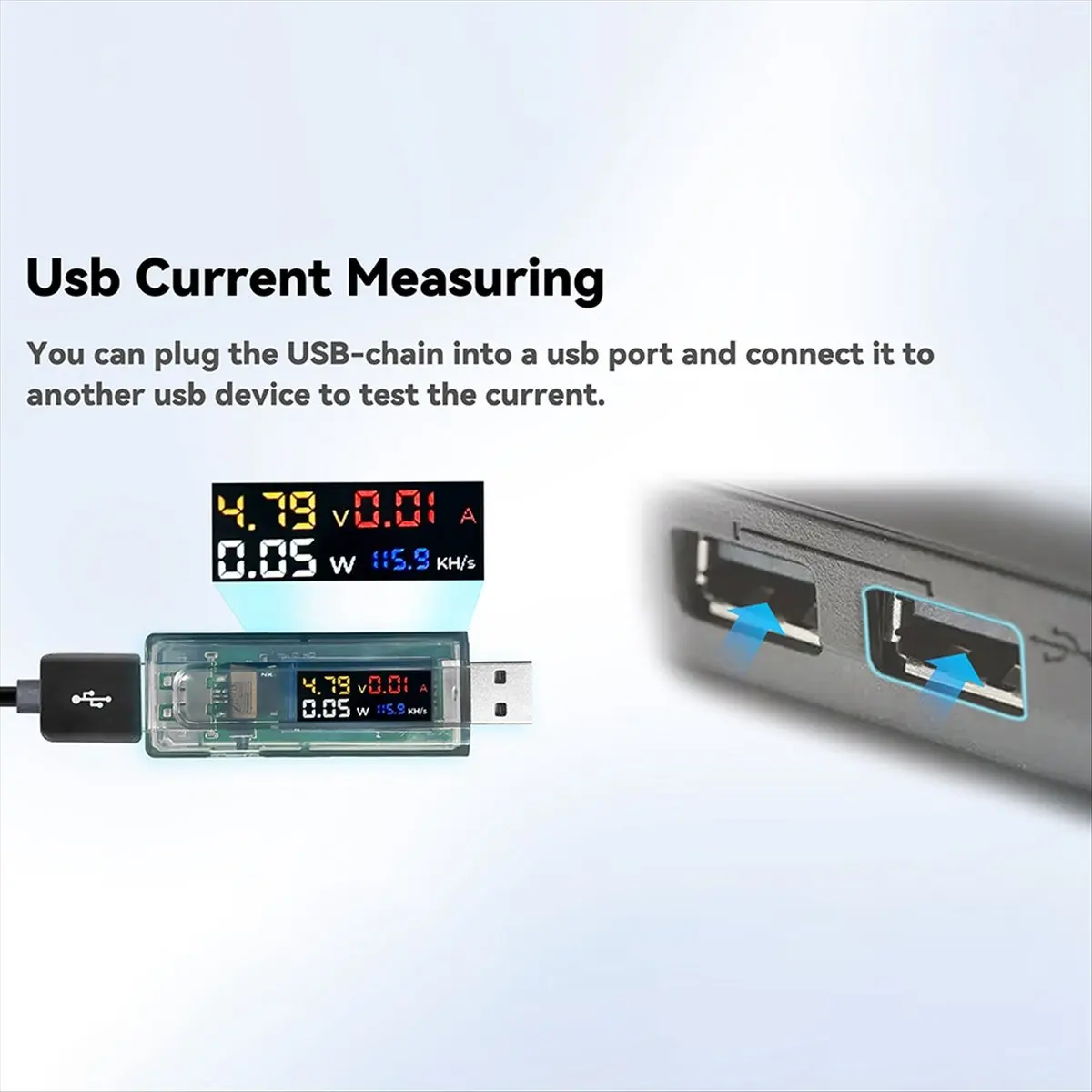 A46U  Miner 117KH/S USB Chain Crypto Miner with Adapter BTC Solo Lottery Miner Ammeter USB-A Series Form Chain