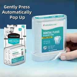 치실 Dental Floss Picks Dispenser, Plastic Toothpicks with Threads, Teeth Cleaning Tools, Storage Box Include 88pcs Dental Floss