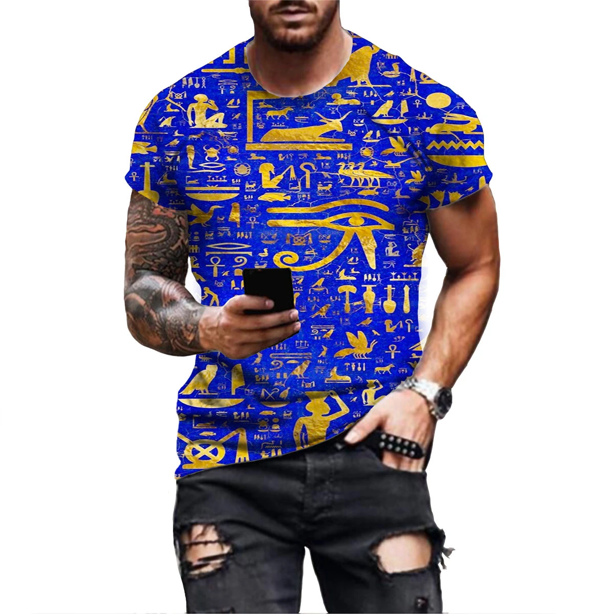 Ancient Egyptian Art T-Shirts God Eye of Egypt 3D Print Men Women New Short Sleeve T Shirt Harajuku Y2k Tops Tees Kids Clothing