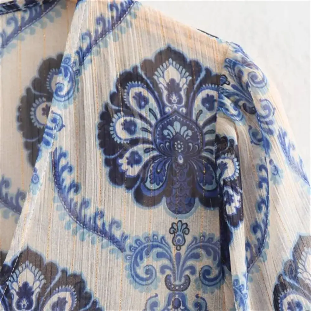 فستان نسائي ربيعي/صيف جديد على الموضة الأوروبية والأمريكية فستان مطبوع بخط معدني ملون #5