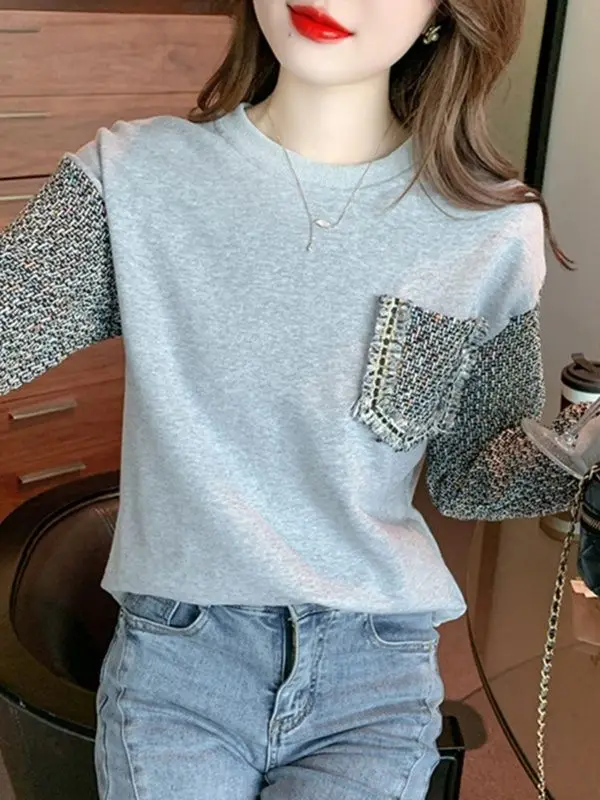 

Женская Весенняя толстовка с круглым вырезом и длинными рукавами