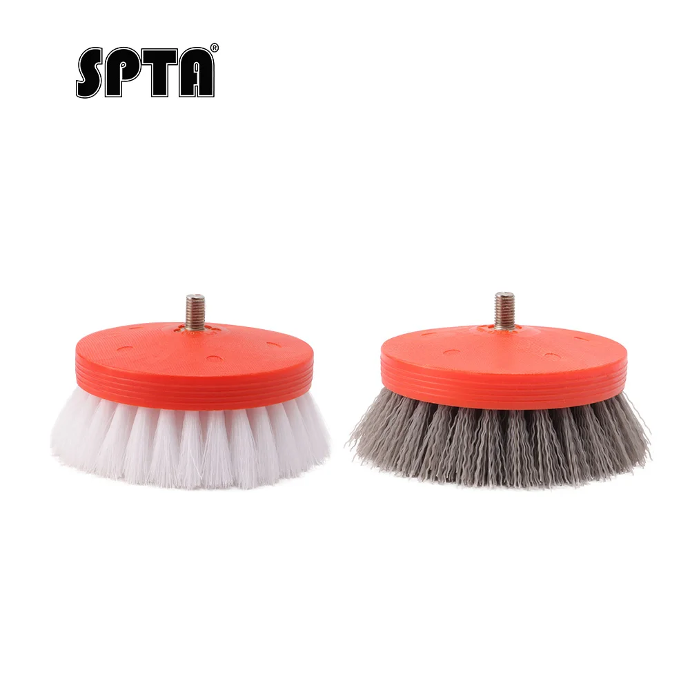 Spta 3.5 polegadas cabeça de escova de broca macia acessório de escova de broca com rosca 5/16-24, escova de limpeza de purificador para polidor de ação dupla