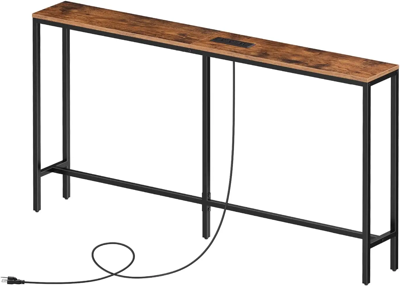 

Узкий консольный столик с розетками, 55,1 дюйма, для гостиной, зарядная станция за диваном