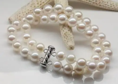 

2ROW GENUINE AAAA 8-9MM Cultured South Sea WHITE PEARL BRACELET 7.5-8" fine jewelry fine jewelryJewelry Making