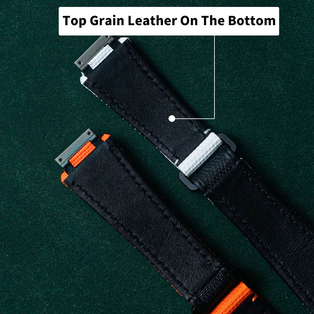 حزام سحري هجين من النايلون FKM Fluorubber الفاخر لساعة ريتشارد ميل RM030 المقاومة للماء مع خطاف وحلقة قابلة للتعديل