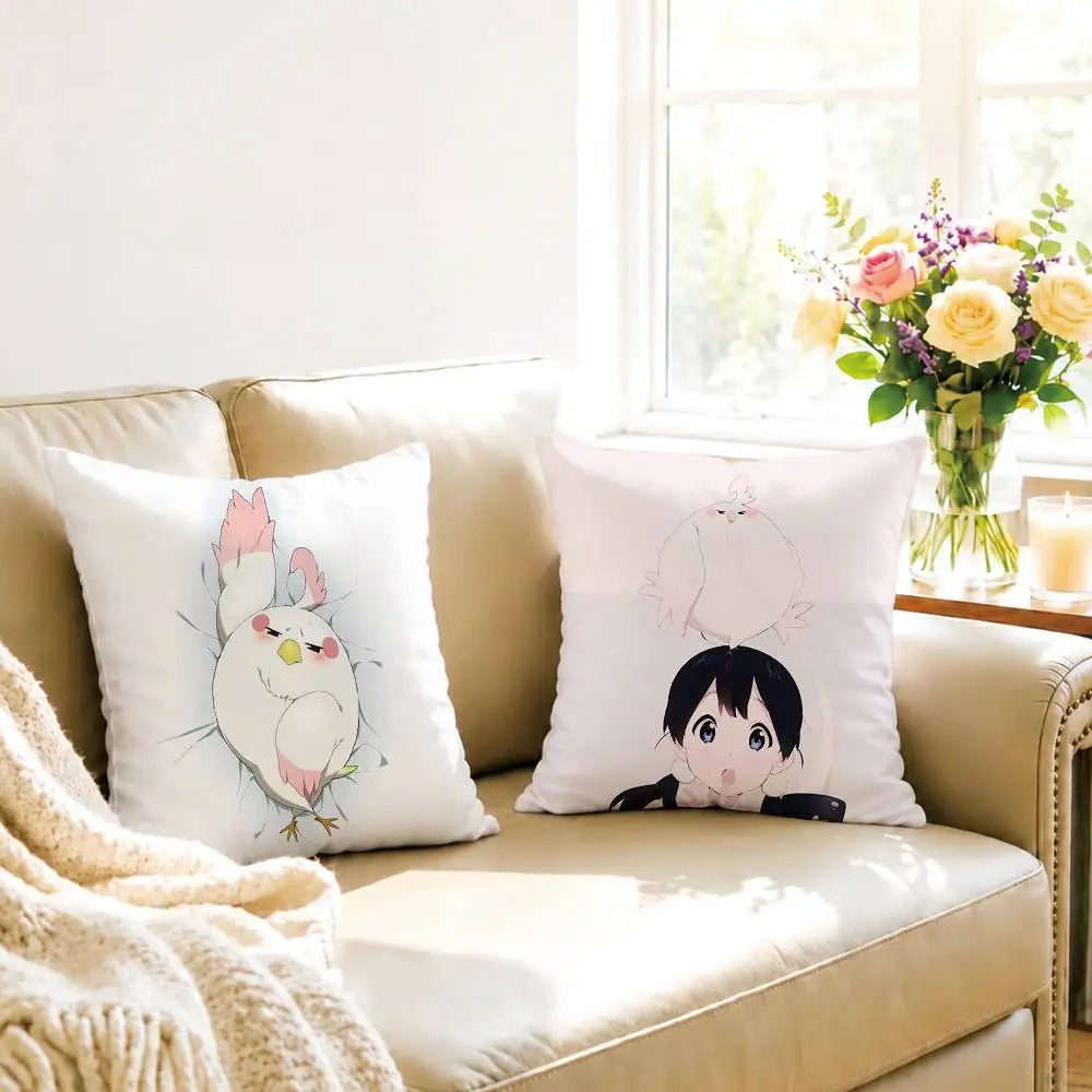 A-Anime Tamako Market Mochizo Oji Pillow Case Square Double-Sided Sofa Cushion Cover Bedroom Bedside Pillow Gift