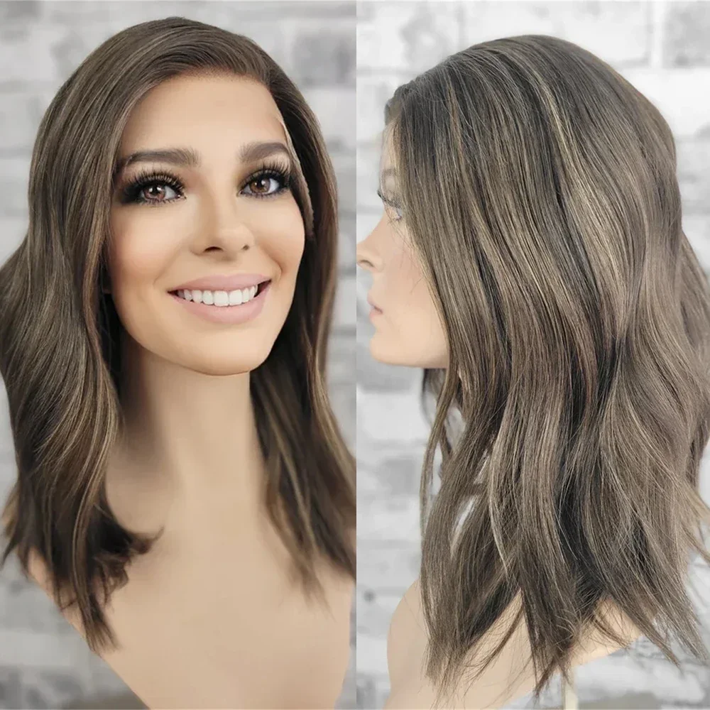 

18inch Soft 5x5 Lace Front Brown Body Wave Hair 100% Human Hair Wig 150 Density with Baby Hair Pre-Plucked Soft Hair Wig
