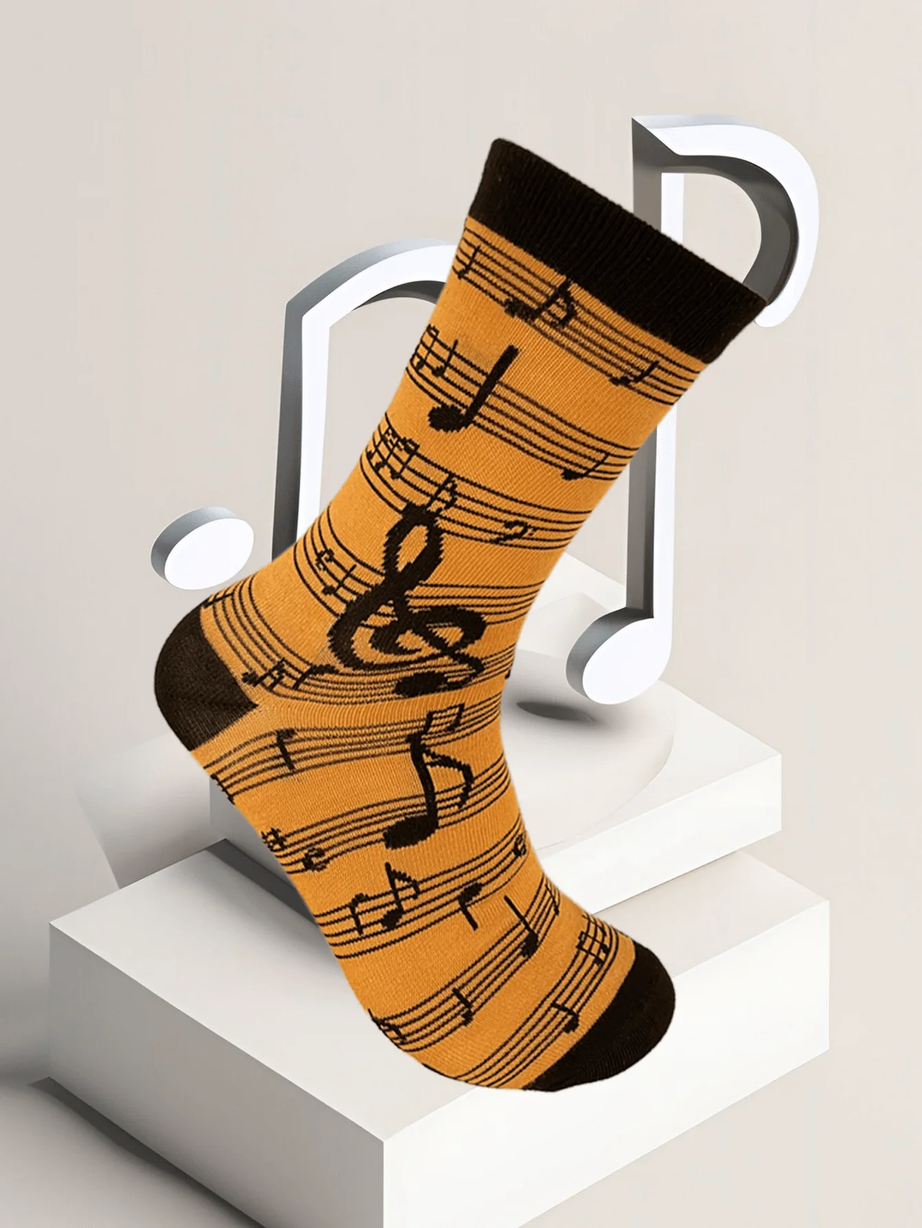 4 pairs/sets of men\'s fashion music symbol personality interesting pattern sock combination