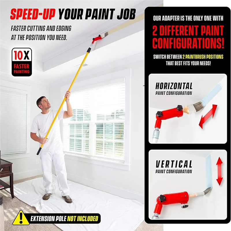 AT19-Verfkwastverlenger Kwast met lange steel voor muren, hoeken, randen, hoekschildergereedschap voor verfroller, verfrandger T