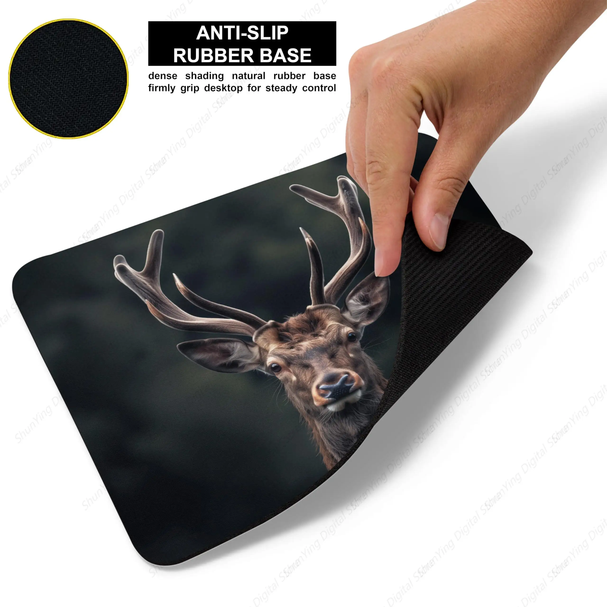 Deer Portrait Anti Slip Rubber Mouse Pad Suitable For Gaming Office Laptop Mouse Pad Gift 25*30cm