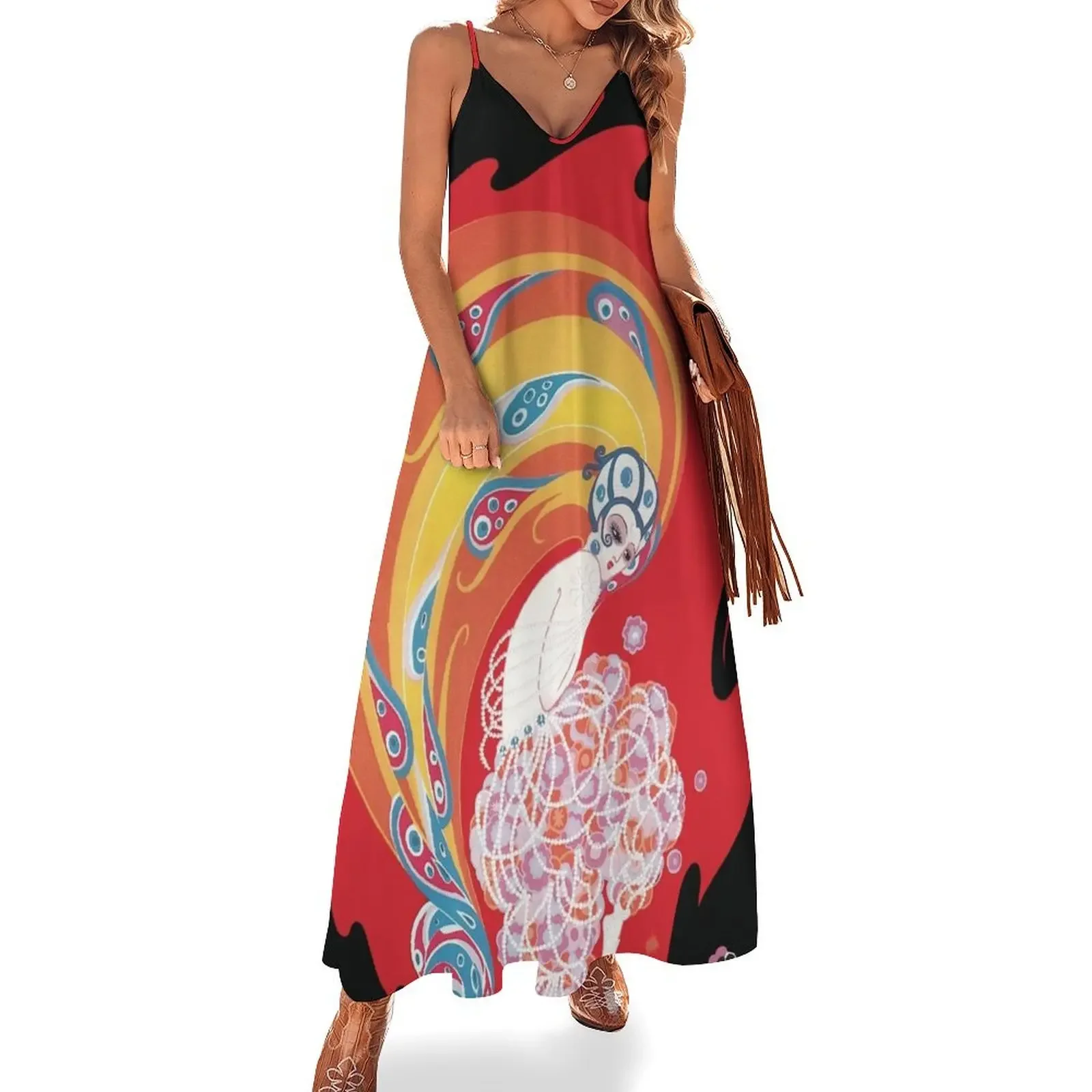 

Oriental Tale - Erté Sleeveless Dress women's summer dress 2025 women dresses beach outfits for women Dress