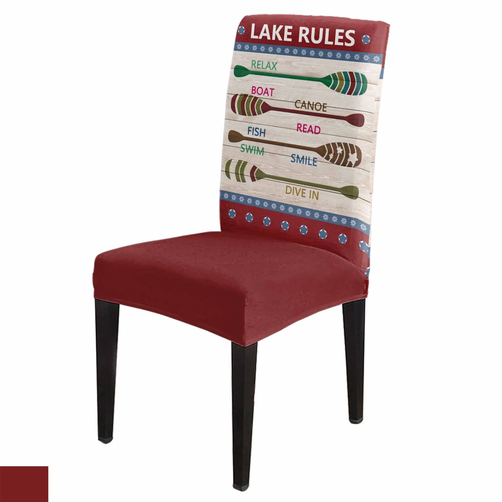 

Lake Rules Paddle Sign Activity Spandex Chair Cover Office Banquet Chair Protector Cover Stretch Chair Cover for Dining Room