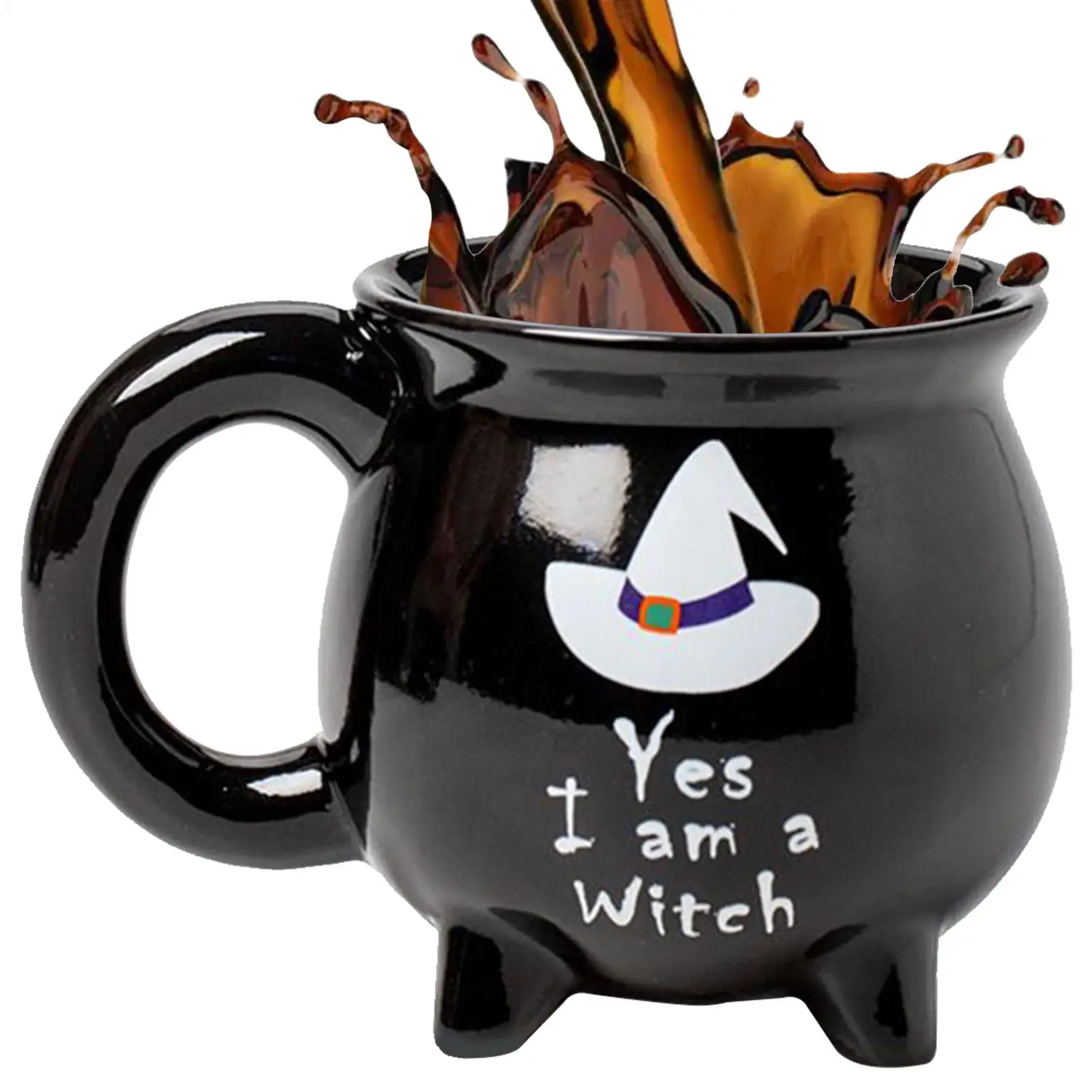 كوب سيراميك مرجل ساحرة الهالوين كوب مشروبات مخيف للمشروبات الساخنة/الباردة، أدوات شرب للعطلات للمطبخ والمكتب للبالغين