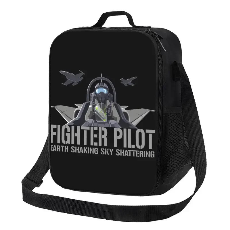 Fighter Pilot Cockpit Insulated Lunch Bag Work School Aviation Airplane Jet Plane Leakproof Cooler Thermal Bento Box Women Kids