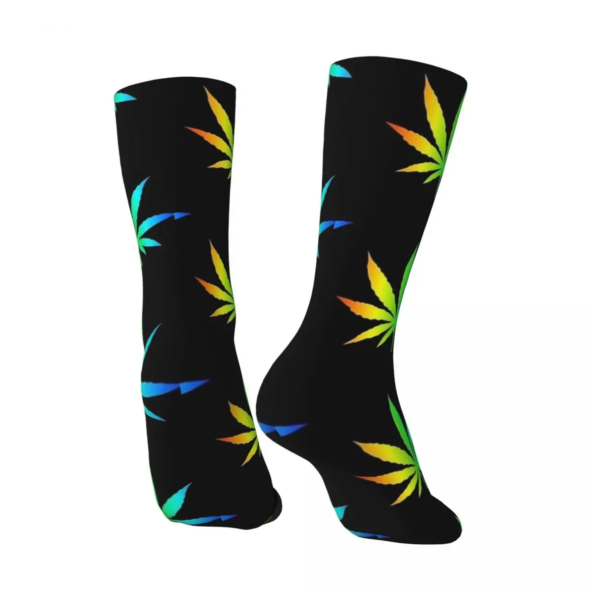 Rainbow Leaf Socks Fashion Stockings Men's Quality Running Socks Winter Custom Anti Skid Socks