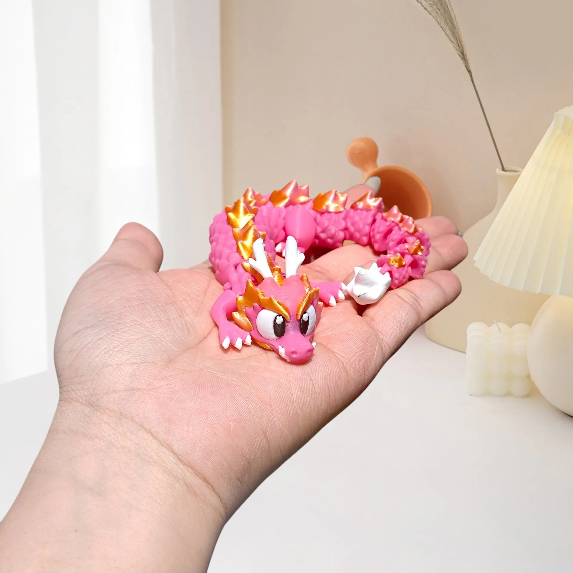 

3D Printing Chinese Dragon Sakura Dragon Toy Creative Desktop Office Decoration Joints Movable Rotating Simulation Model Gift