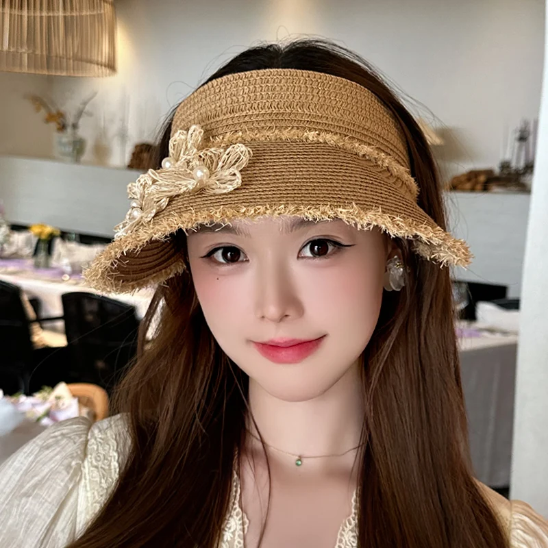 dorain-レディース-夏用-アウトドア-つば広日よけ帽子-ビーチ-バケーション-日焼け防止帽子-花柄-空頂帽子-折りたたみ式-ポリエステル繊維