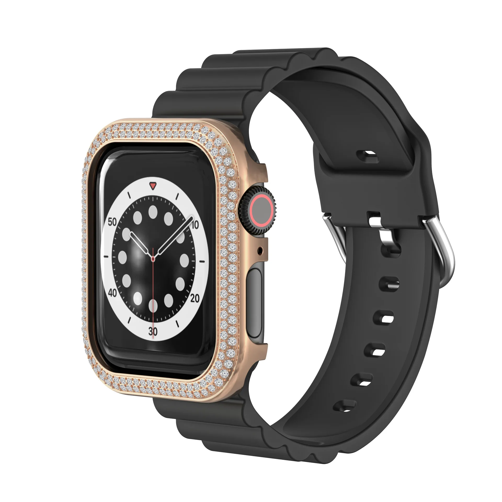 For Apple Watch Bling Zircon Crystal Case Metal Gold Diamond Bezel Cover SE Series 6 5 4 3 2 1 44mm 42mm 40mm 38mm