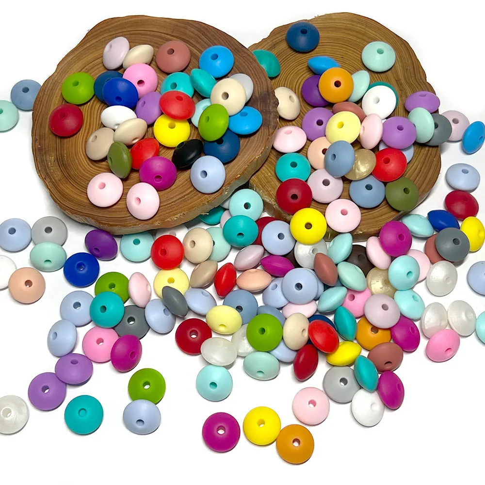 

BOBO.BOX 300pcs Silicone Beads 12MM Lentil Beads DIY Baby Pacifier Chain Pendant BPA Free Food Grade Eco-friendly Baby Teether