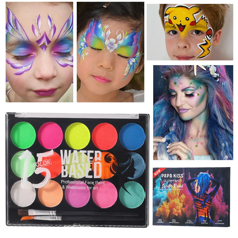 

15 Colors Face Body Painting Fake Blood ,Halloween Professional Special Effects Makeup Kit with Wound Modeling Scar Wax