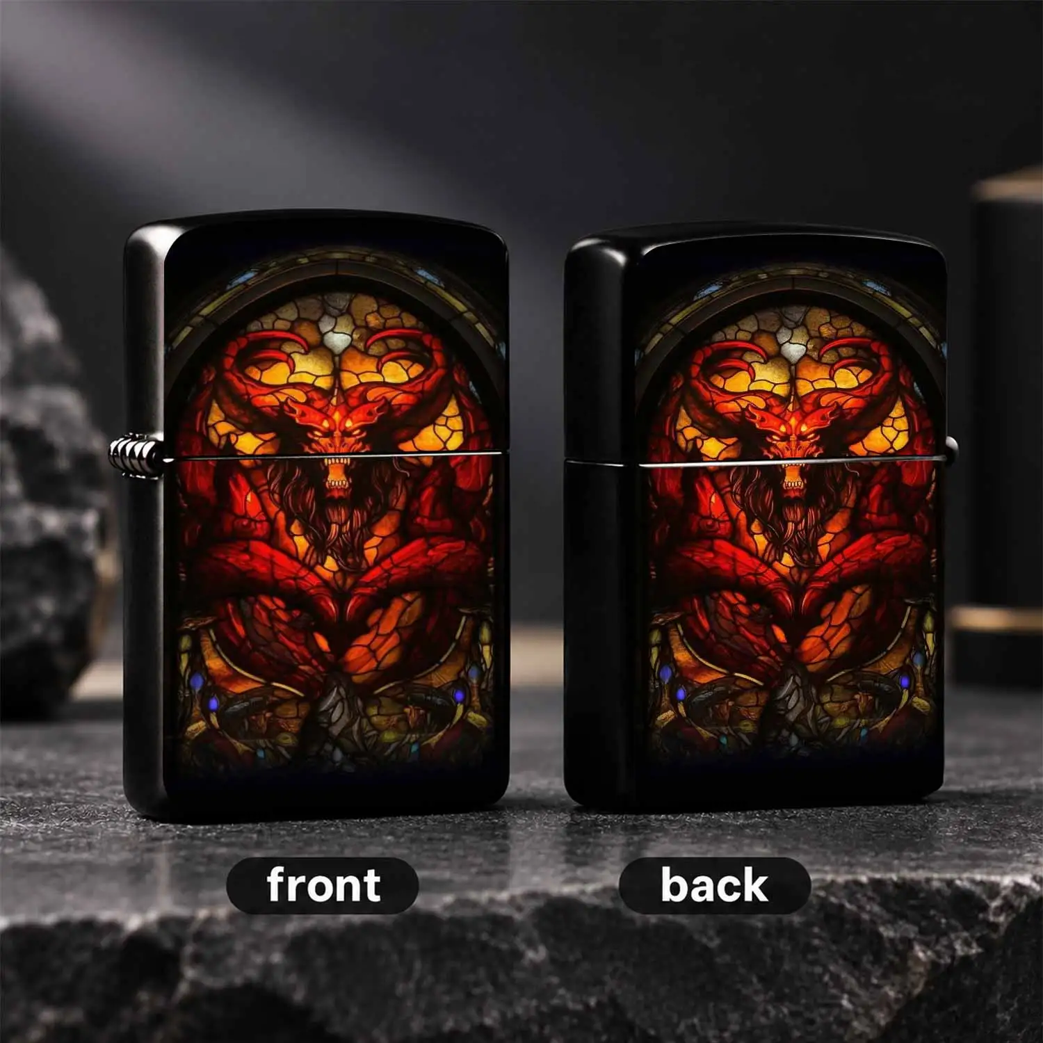 Vintage Stained Glass Pattern Lighter, Arched Church Art Inspired Stylish Portable Igniter, Cool Unique Collectible Gadget For Camping, Candle Lighting, Daily Multi-Scene Use, Exquisite Special Gift For Gothic Style Lovers A Humorous And In