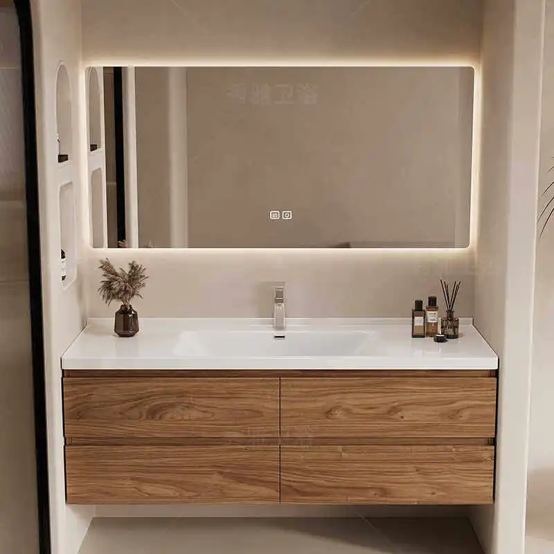 Space Saver Wooden Bathroom Cabinet Vanity Organizer Mirror Wall Cupboard Modern Luxury Decorations Gabinete Trendy Furniture