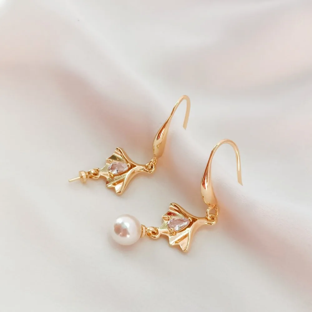 

14K Gold-plated, Zircon, Apricot Leaf Link, Cap, Hanger, French Ear Hook, Handcrafted DIY Earrings and Earrings Accessories