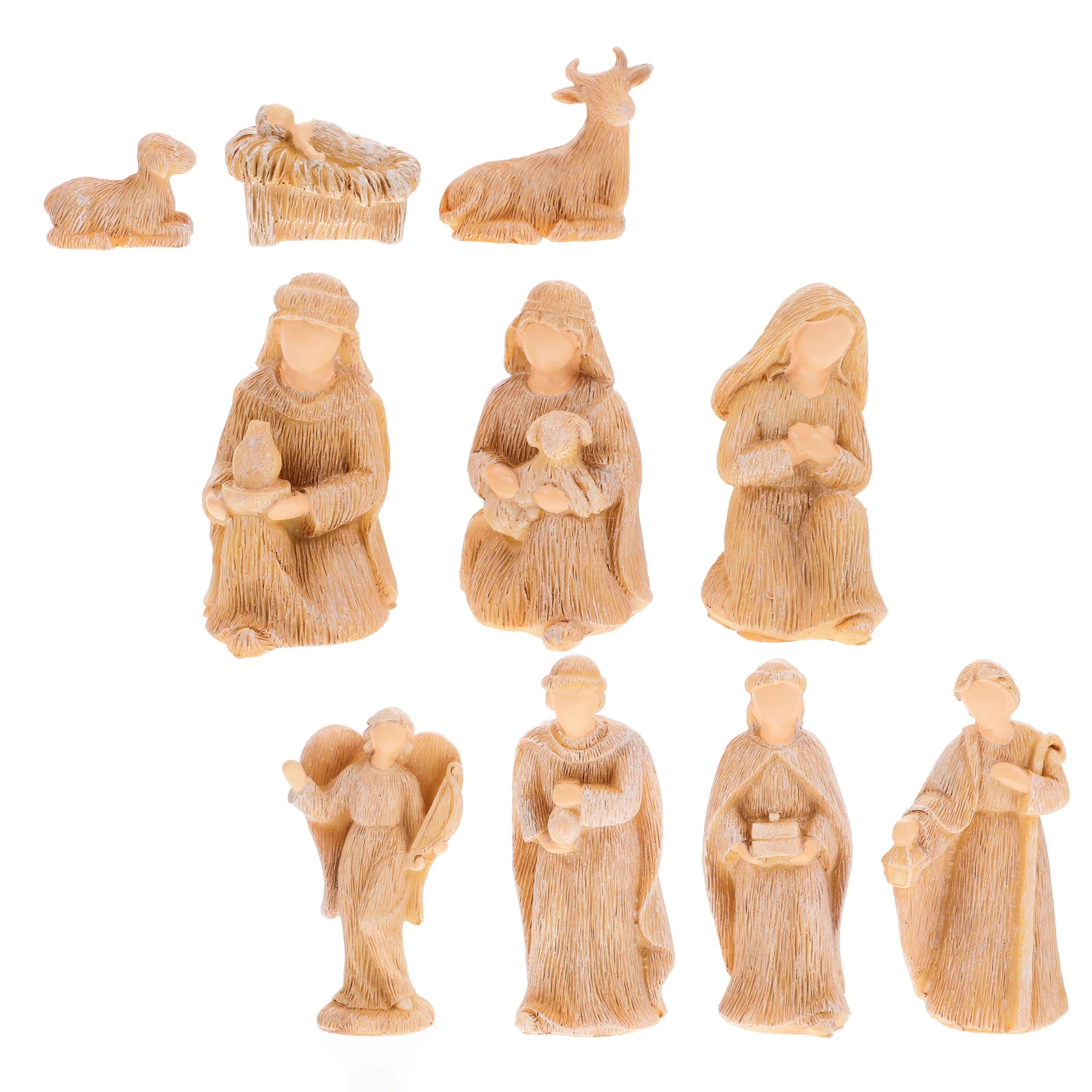 

10 piece Christmas Nativity Manger Set Resin Crafts Detailed Religious naments for Home Office Church Decorations