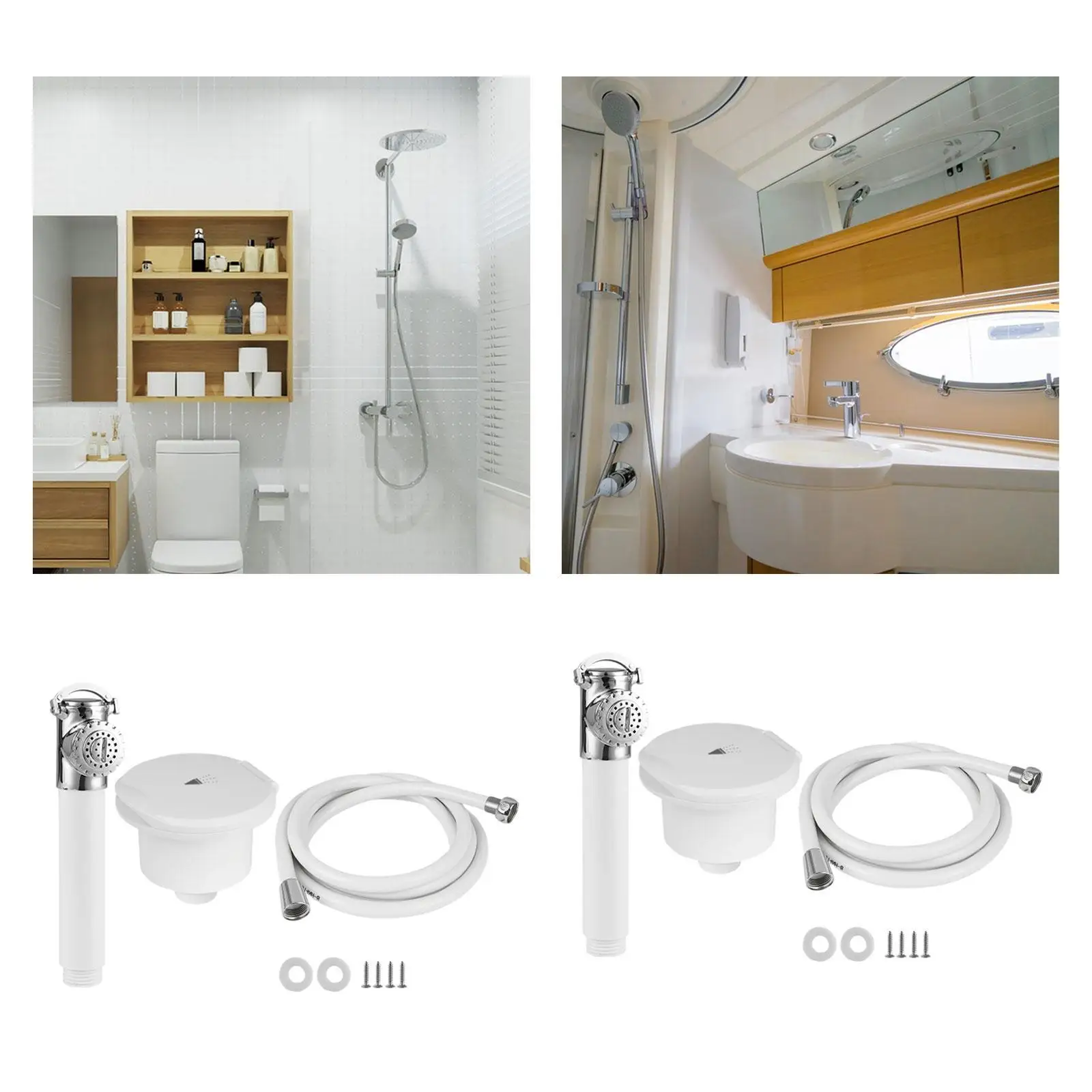 Marine Yacht Shower Head with Hose Accessories Replacement Water Efficient Multipurpose Flexible PVC Hose Stainless Steel Head