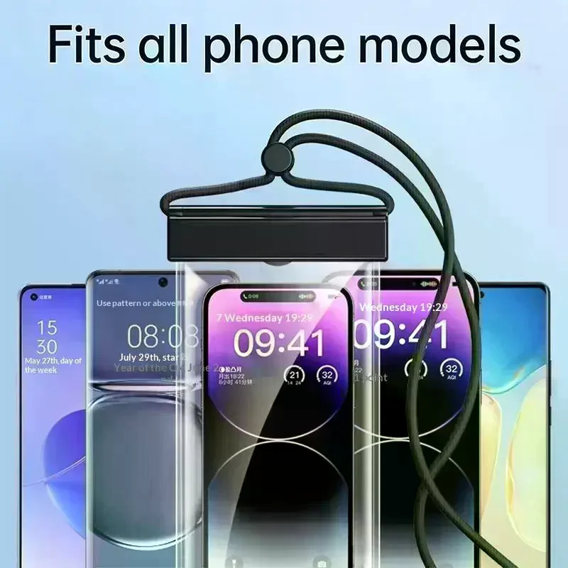 Universal Transparent Waterproof Touchscreen Phone Pouch Outdoor Diving And Swimming Crossbody Phone Case