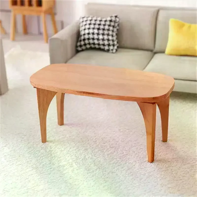 لطيف دمية المنمنمات الكرز الخشب طاولة القهوة مكتب نموذج أثاث صغير الحلي الاطفال التظاهر اللعب لعبة DIY بها بنفسك ملحق الهدايا