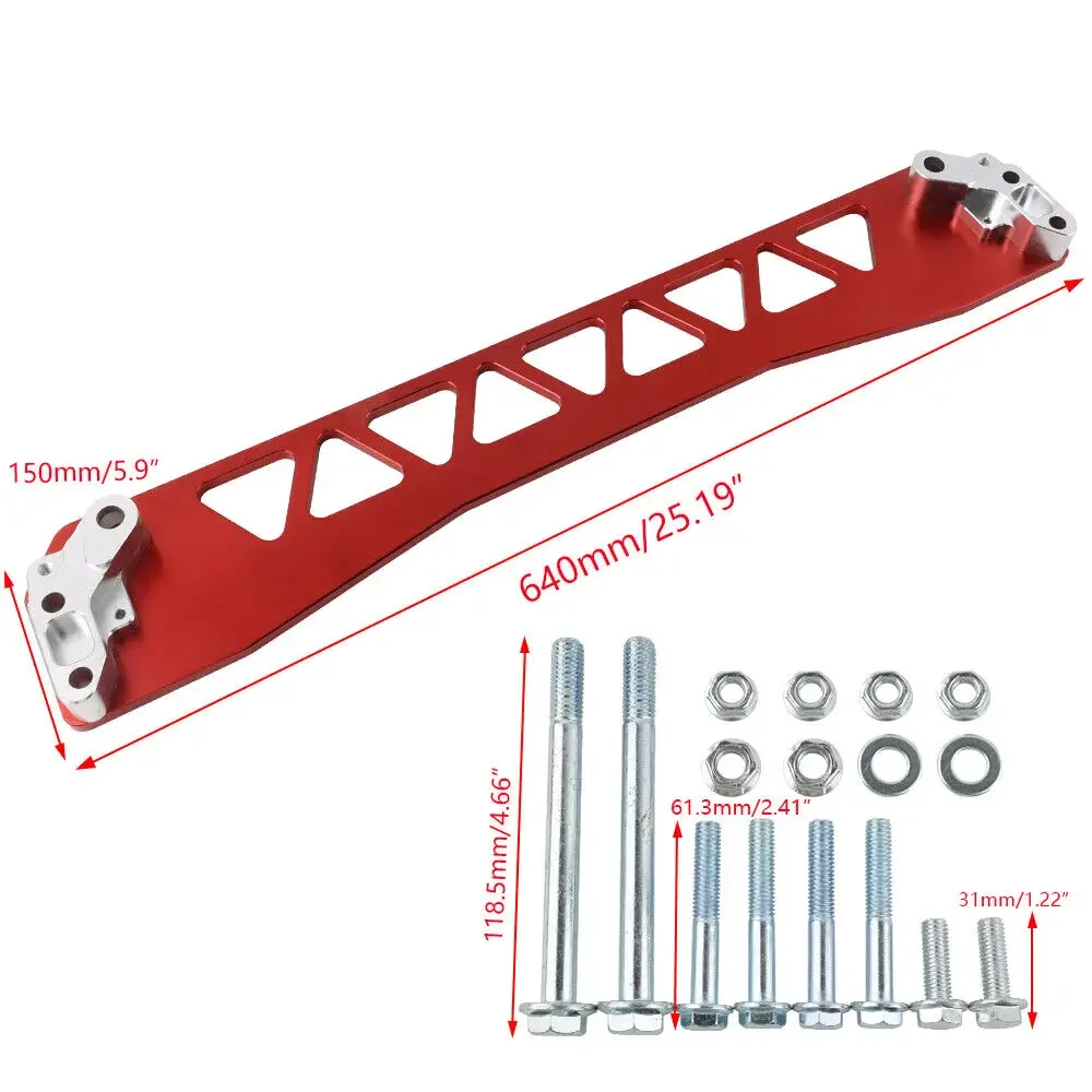 Heavy Duty Billet Aluminum Rear Lower Subframe Brace Tie Bar For Honda Civic EK 1996-2000 Si DX Red Silver Gold