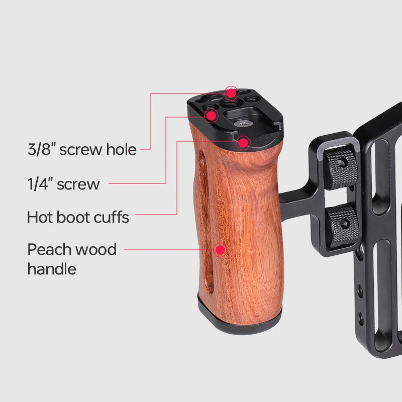 Manbily Universal Aluminum Alloy Rabbit Cage Wooden Handle Set Handheld Grip Filming Video Stabilizer Case Mount for Smartphone