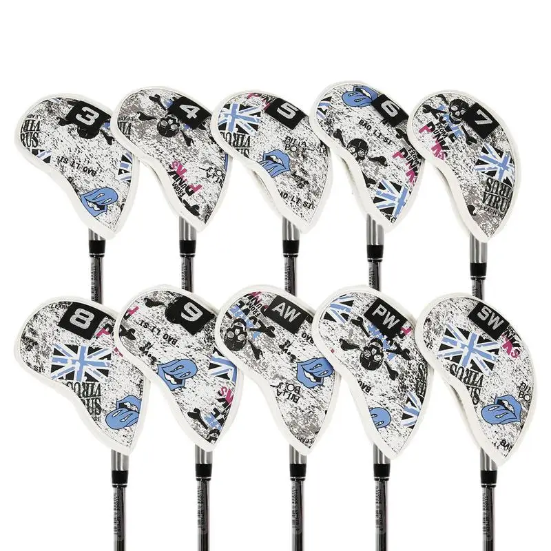 Golf Iron Covers Unique Fashionable Print Golf Club Covers Set 10PCS Scratch-resistant Protective Sleeves Golf Accessories For