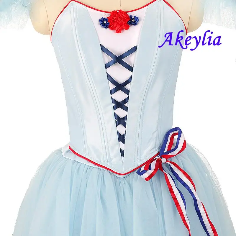 Sem elasticidade chamas separadas de paris profissional ballet tutu azul pálido saia personalizada fio macio estilo curto menina jnbl217