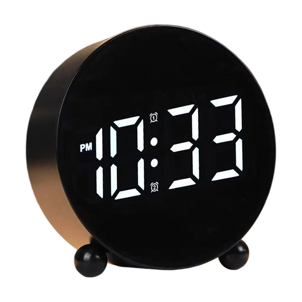 12cm X 11cm LED Screen LED Digital Clock Alarm Clock Compact Desktop Design Large LED Display Two Independent Alarms
