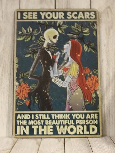 Before Christmas Tin Sign Movie Poster Jack Sally I See Your Scars