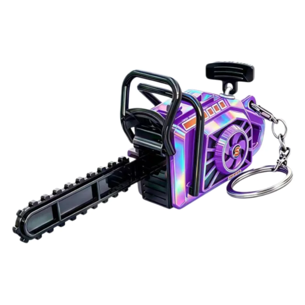 Fun Plastic Electric Saw Keychain Clockwork Pull Rope Power Saw Bag Pendant Portable Handheld Logging Saw Gift Key Decor