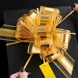 5/1pcs Golden Pull Bow Tulle Ribbon Bows Wedding Party Cars Birthday Christmas Presents Gift Decoration Gold Wedding Bowknot