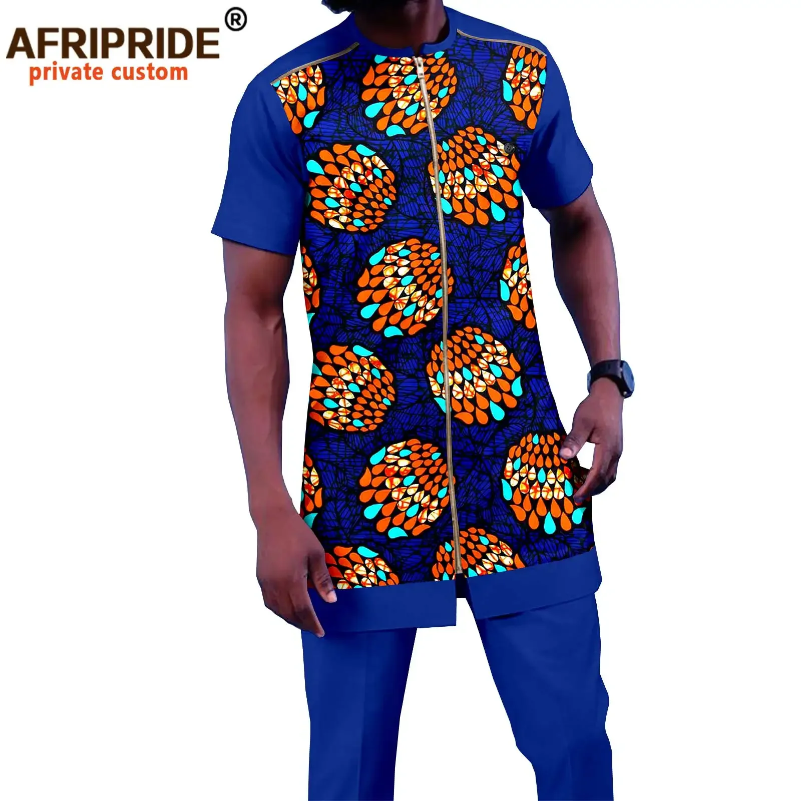 Dashiki Men`s Tracksuit Print Shirts and Pants 2 Piece Set Outfits Wear Sweatsuit Bazin Riche African Clothes Vintage A2116038