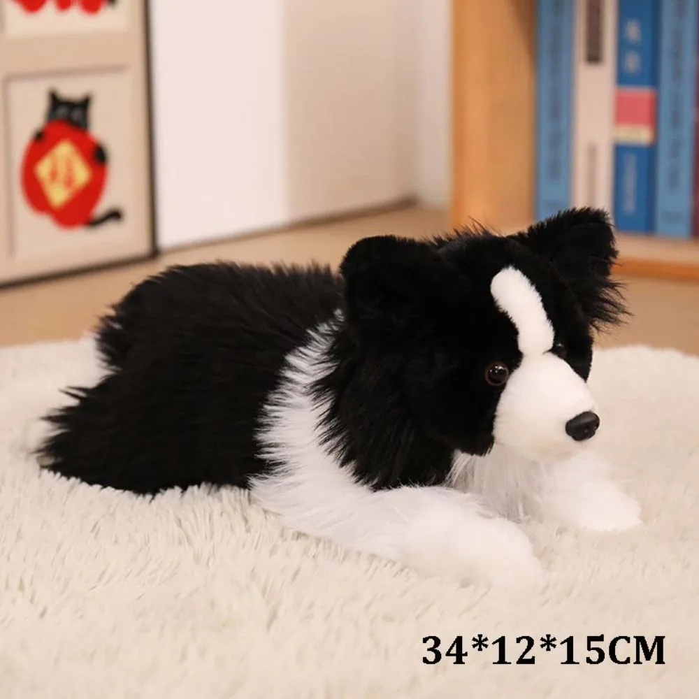 Simulated Dog Stuffed Animal Standing Posture Fluffy Border Collie Plush Toy Soft Skin-friendly Kid's Comforting Companion Doll