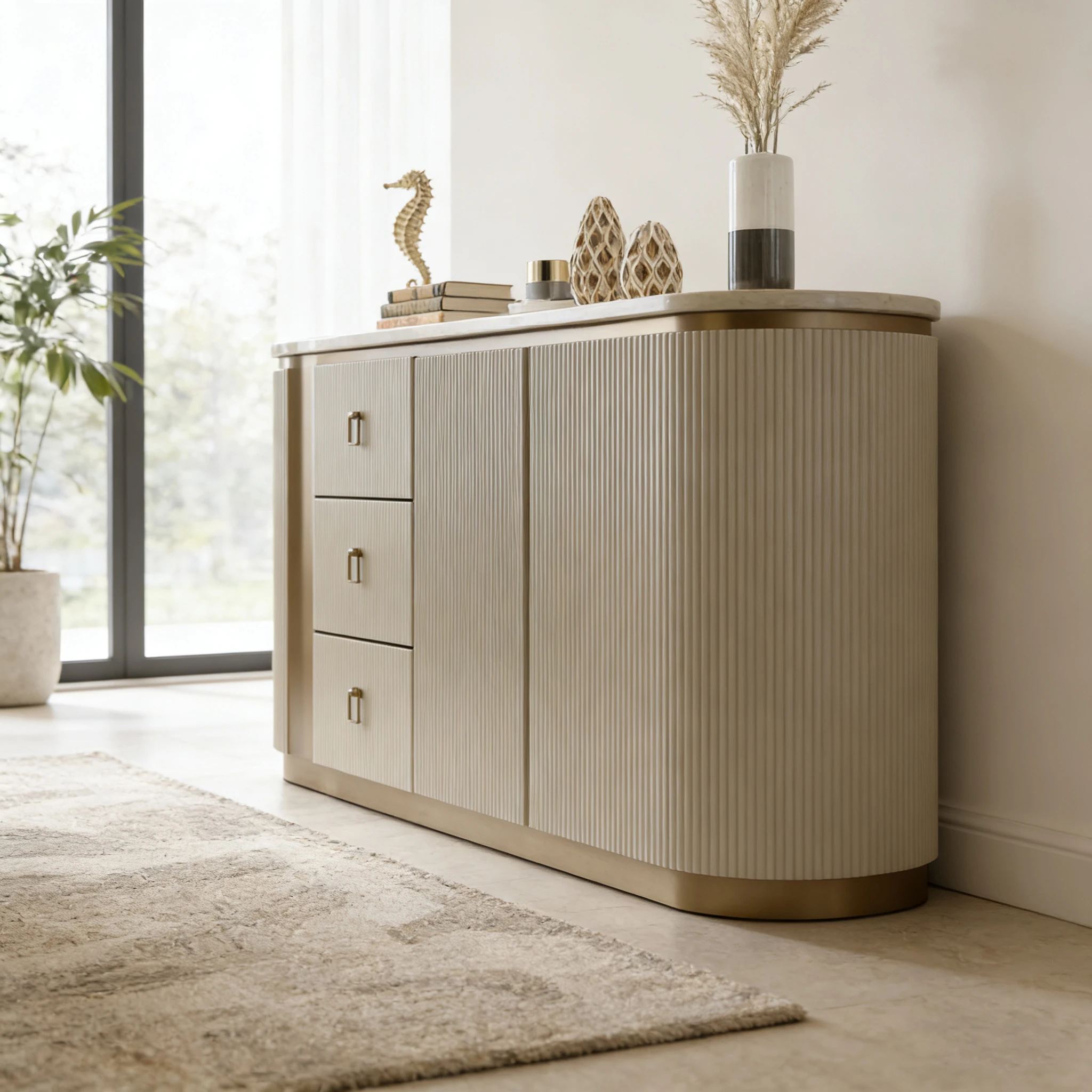 Y*-Spacious Sideboard with Drawers & Cabinets for Dining Room