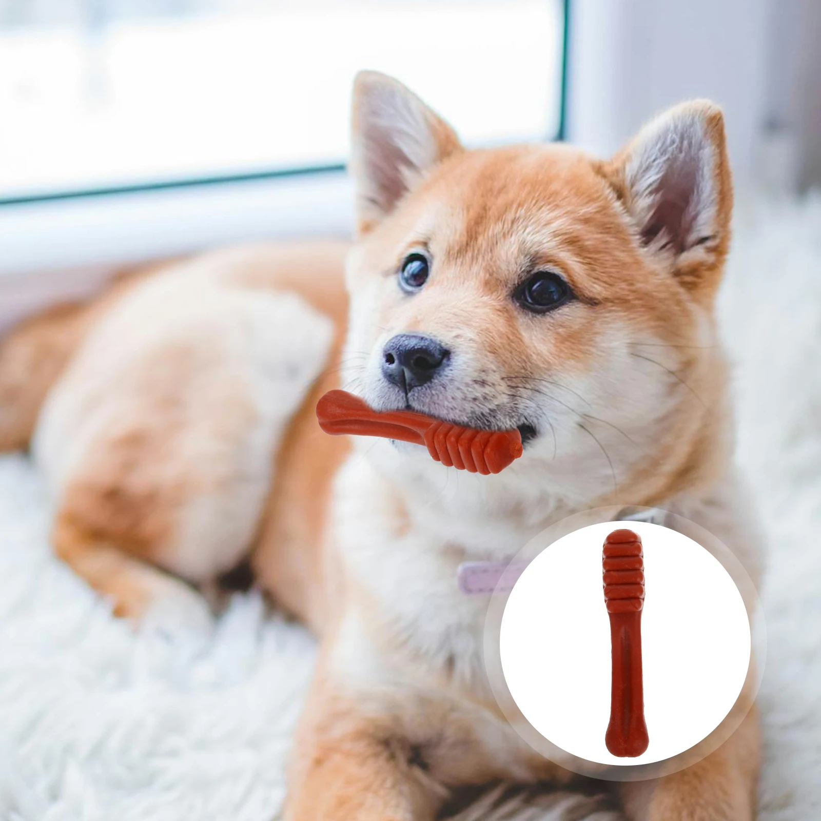 

6pcs Pet Teeth Cleaning Snacks Dog Stimulation Toys Large Dogs Food Brown Beef Chewing Durable Toothbrush Chew Puppy Teething