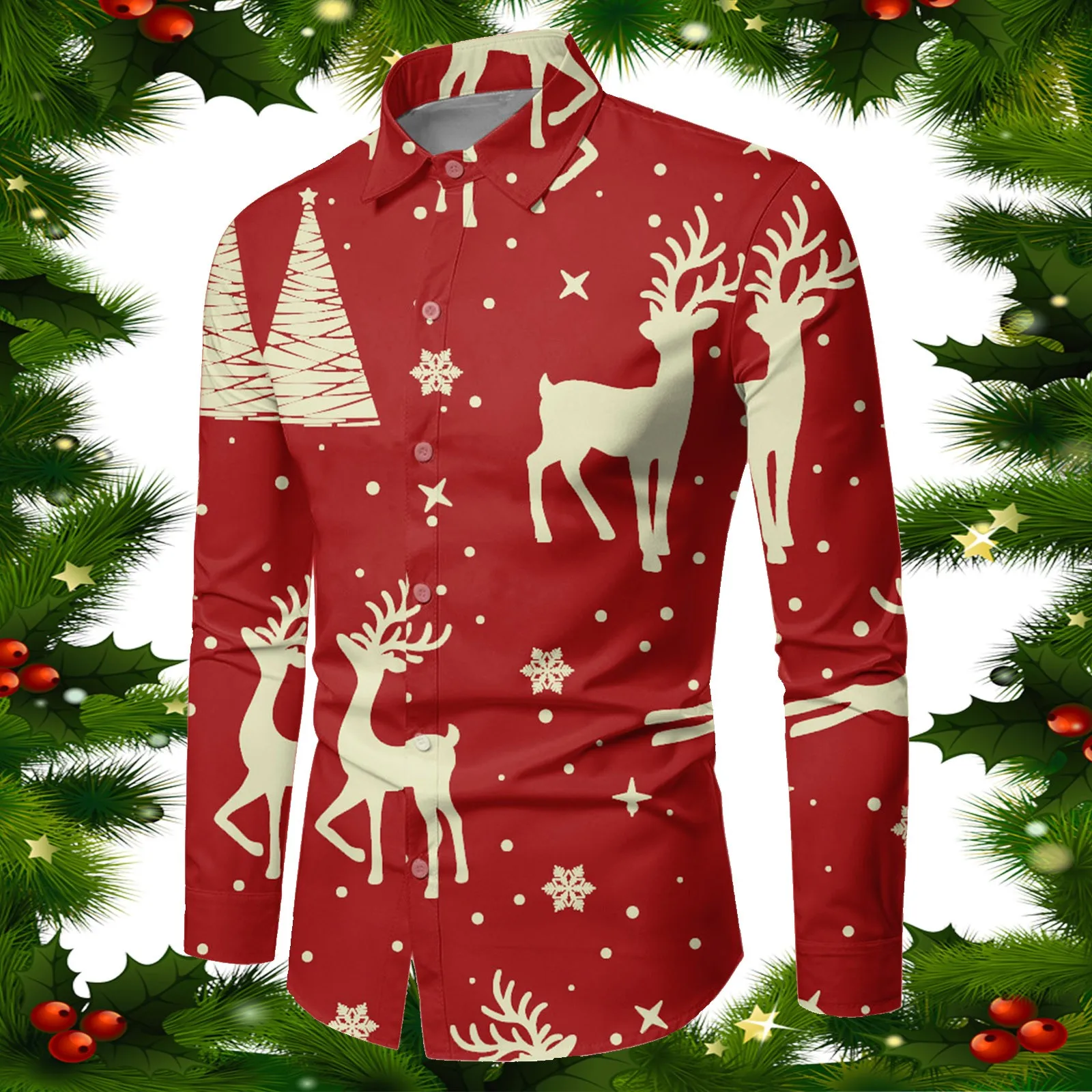 Snowflake 3d Print Shirts Christmas Navidad Blouses New Year Holiday Tops Xmas Gift Celebration Autumn Winter Camisas De Hombre